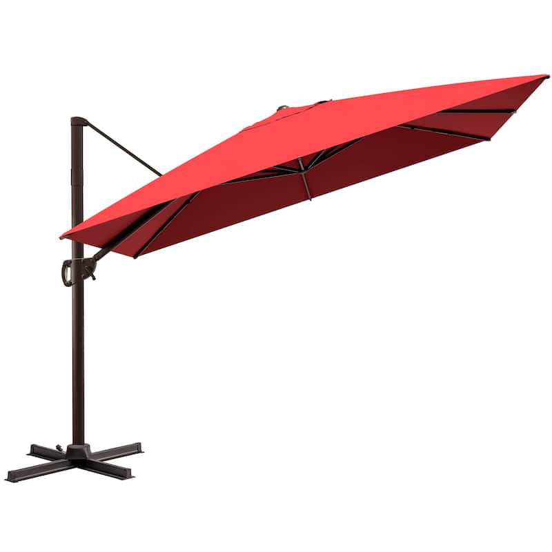 Outdoor Patio Umbrella 9 FT x 11 FT Cantilever-Offset Umbrella - Red