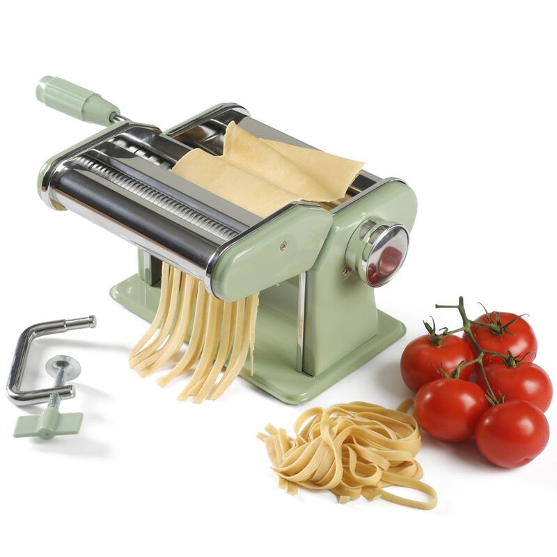 Sur La Table Kitchen Essential Va Bene Manual Pasta Maker Machine, Stainless Steel/Juniper Green
