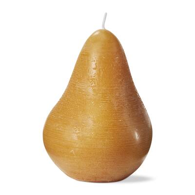 Yellow Pear Candle - Sculpted Flame Candle, Everyday Decor, Paraffin Wax, 4" H x 3" L x 3" W, Wipe Clean