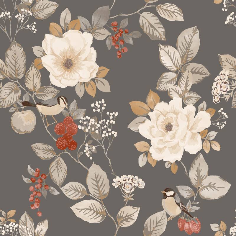 Belgravia Decor Bramble Charcoal Floral Wallpaper