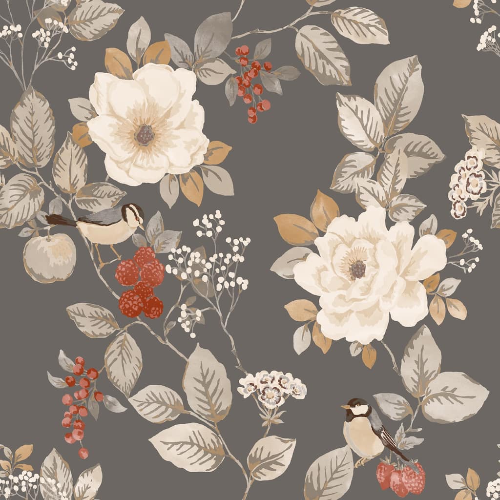 Belgravia Decor Bramble Charcoal Floral Wallpaper