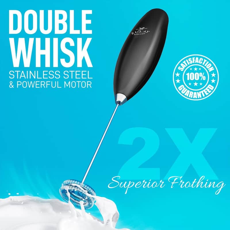 Zulay Kitchen Double Whisk Milk Frother Handheld Mixer