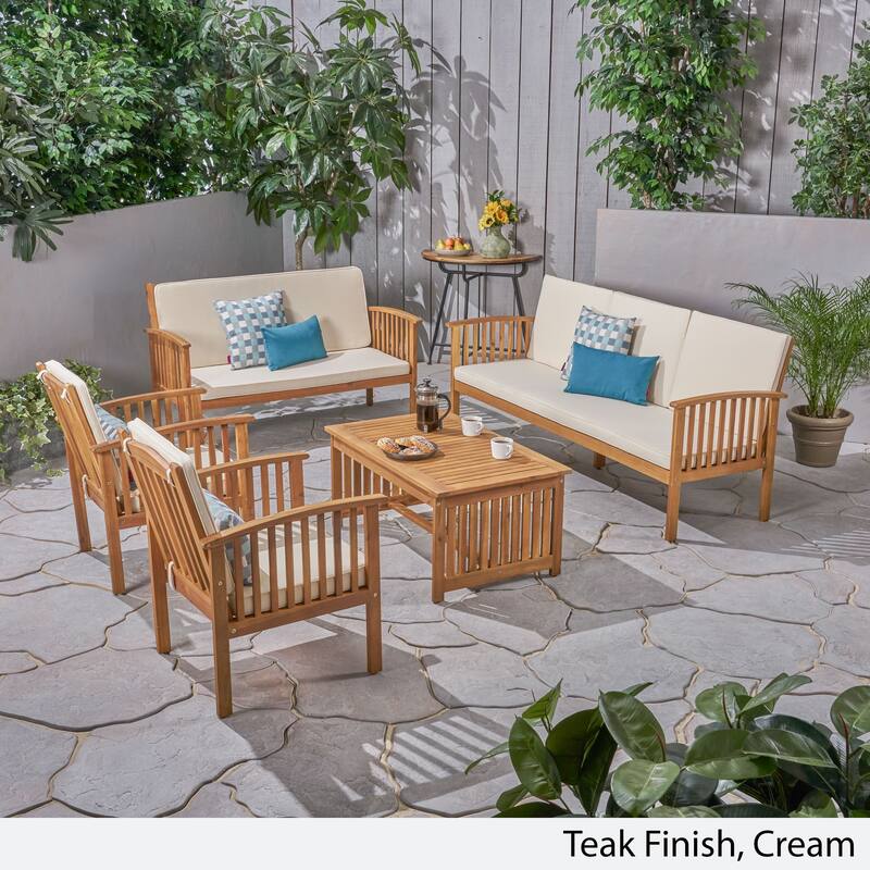 Carolina Outdoor 5-pc. Acacia Conversational Set by Christopher Knight Home
