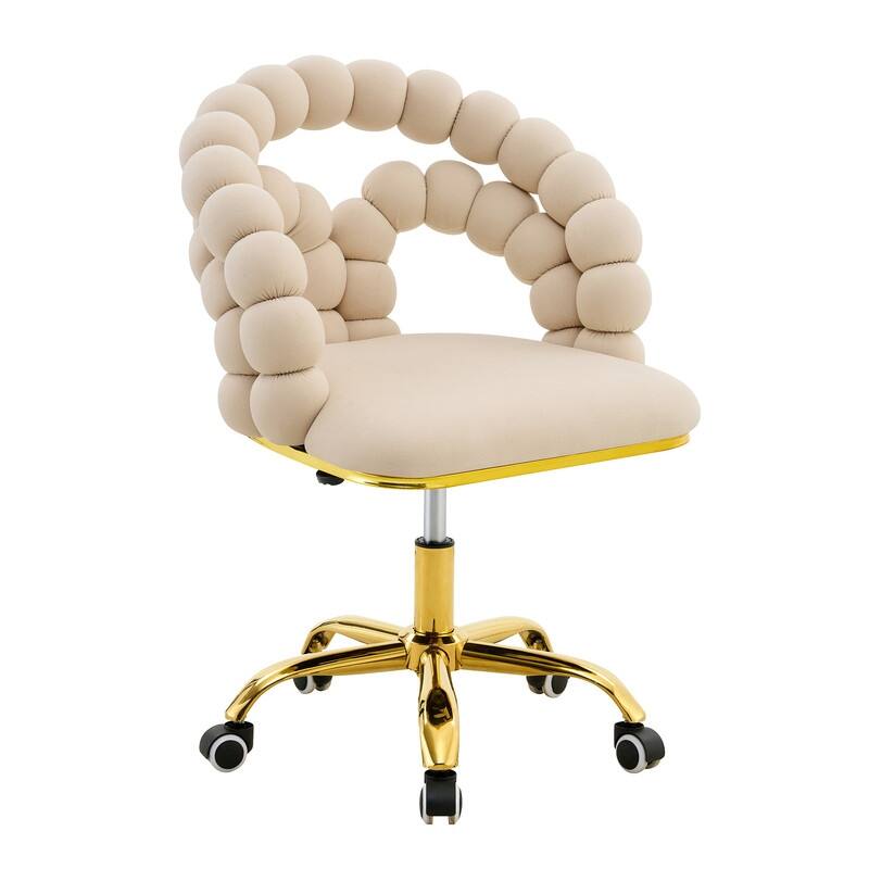 Velvet Bubble Chain Accent Chair with Gold Casters - Modern Sculptural Seating for Living Room & Office