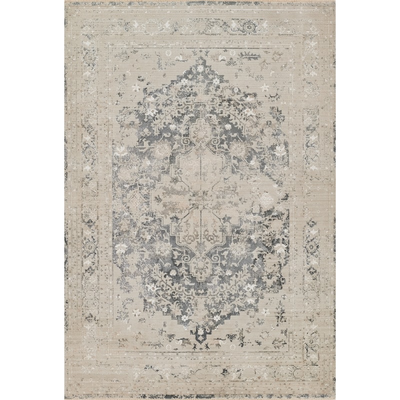 Momeni Cambridge Viscose Medallion Area Rug - 2'2" X 7'6" Runner - Charcoal - Runner/Rectangle