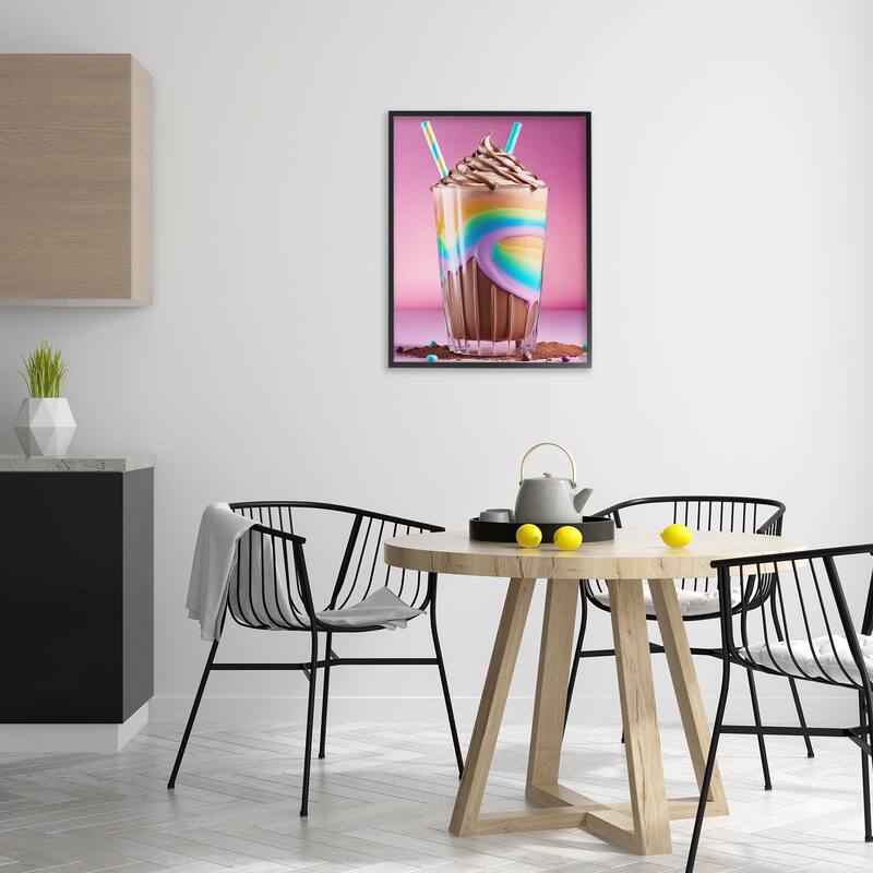 Stupell Rainbow Hued Milkshake Framed Giclee Art Design By Tabz Jones