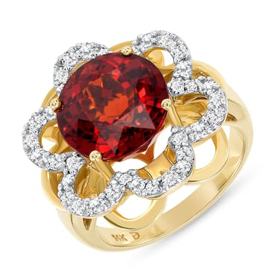 8.14 ct Spessartite Garnet and Diamond Ring in 14k White Gold