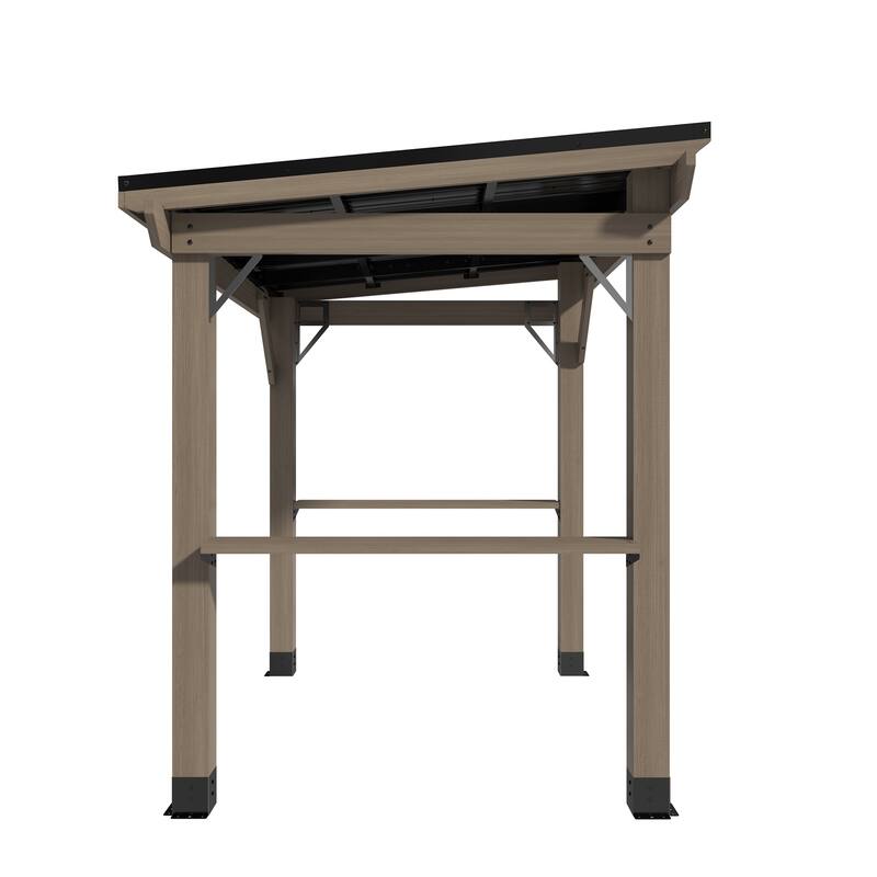 Outdoor Hardtop Gazebo, Cedar Wood Gazebo with Galvanized Steel‌ Roof