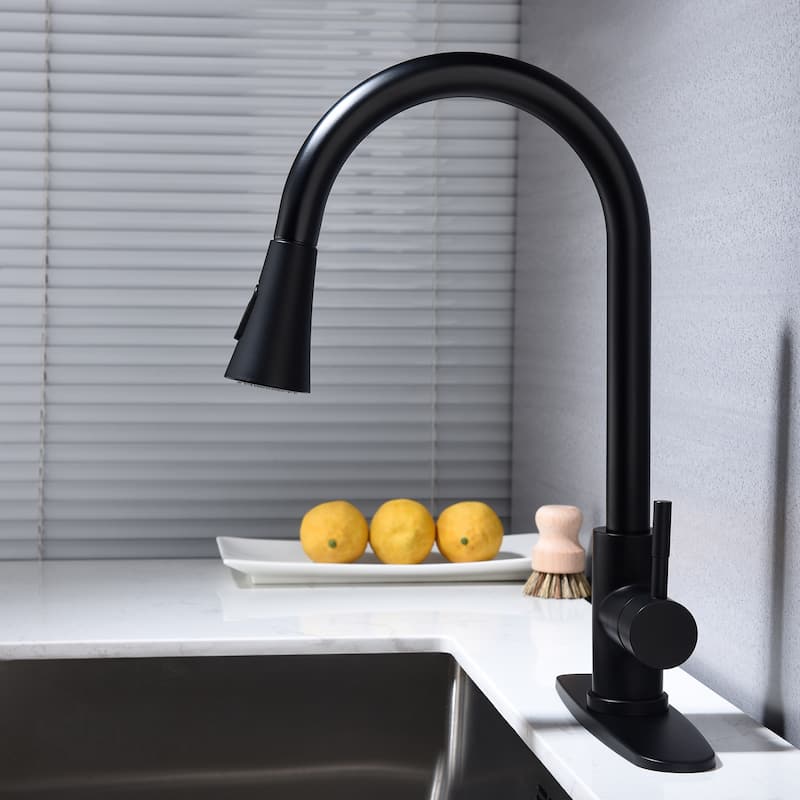 Matte Black Kitchen Faucet with Pull Out Sprayer - 8.66*9*16.14