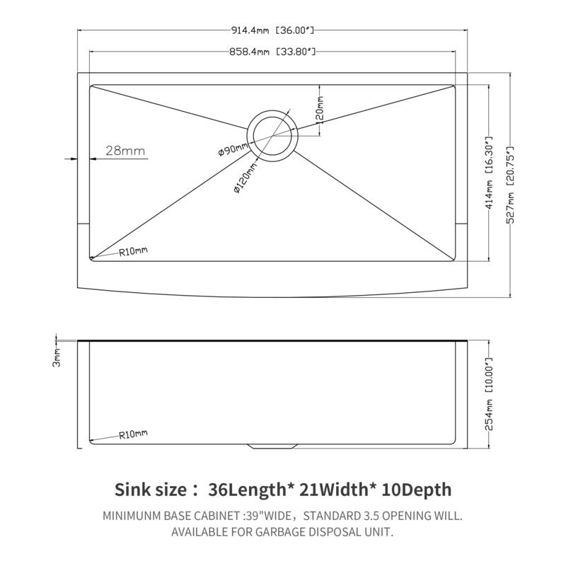 Farmhouse 16 Gauge Single Bowl Stainless Steel Kitchen Sink