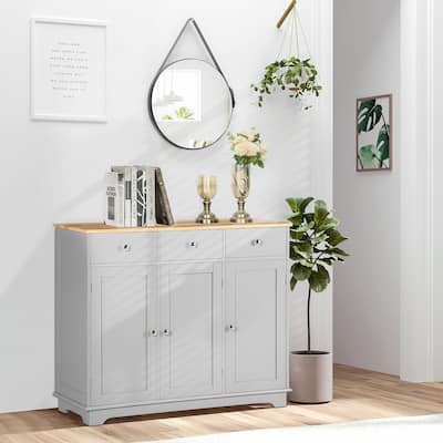 HOMCOM Modern Sideboard, Buffet Cabinet with Adjustable Shelves, Grey