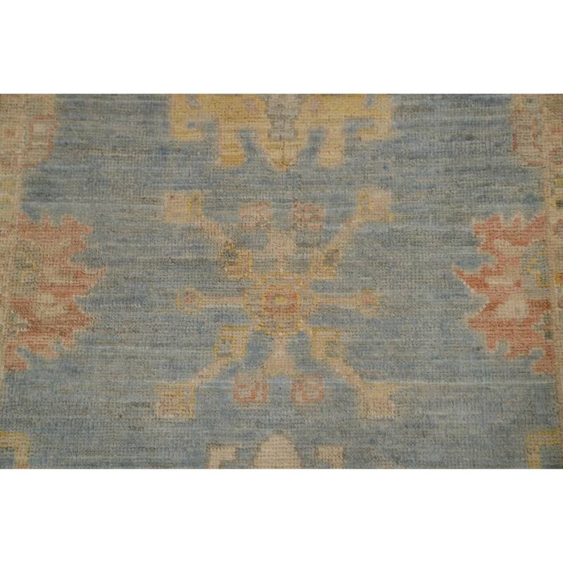 Hand Knotted Oriental 100% Wool Carpet Traditional Floral Navy Blue & Blues Ziegler Runner Rug - 11' 9'' X 3' 1''