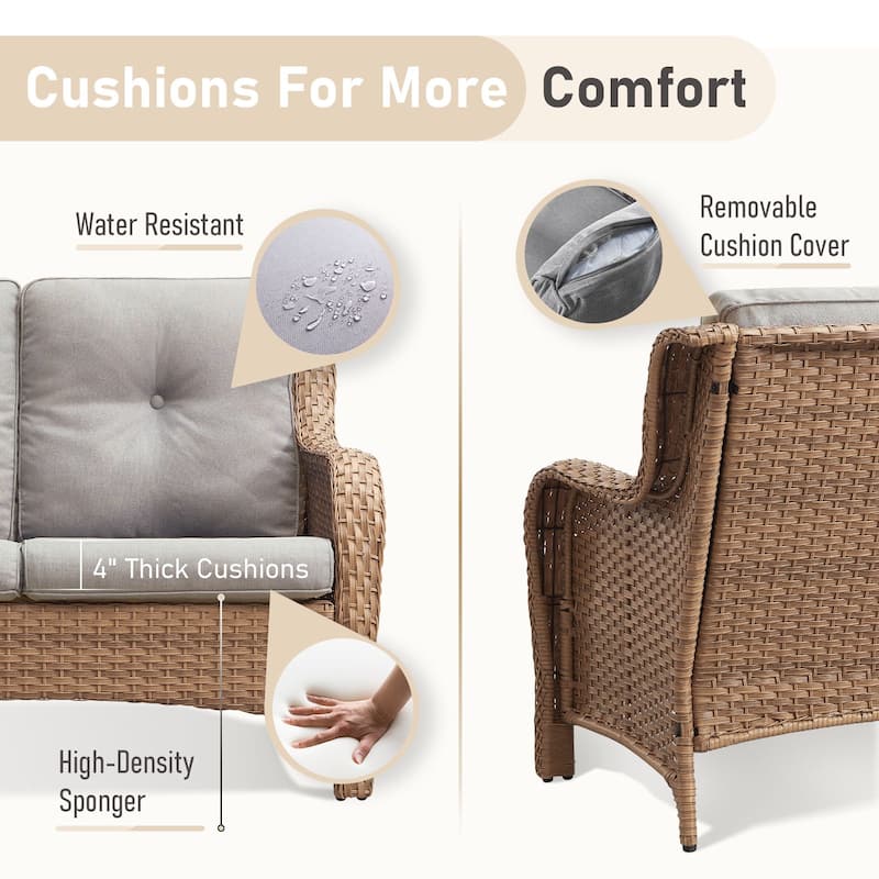 Outdoor Patio Sofa & All-Weather Rattan Sofa