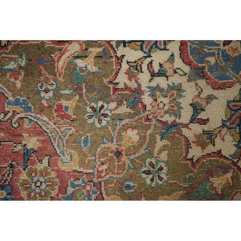 Kashan Vegetable Dye Persian Antique Area Rug Handmade Wool Carpet - 6'5" x 10'5"