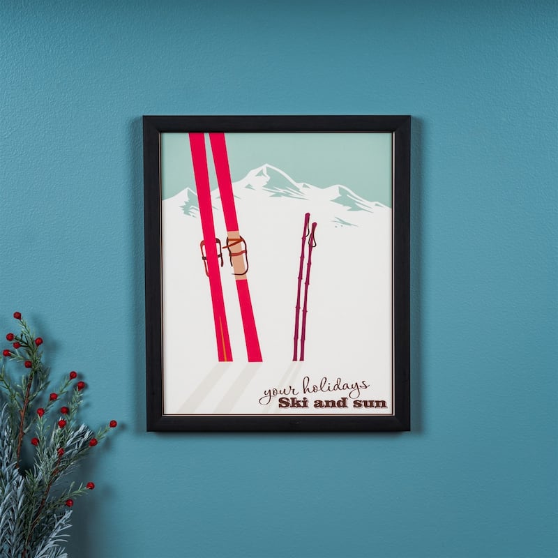 "Your Holidays Ski and Sun" Framed Christmas Wall Art - 9.75" x 11.75"