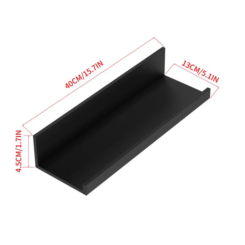 Homy Casa U-Shaped Wall-Mounted Floating Shelf Set of 6, Black & BR