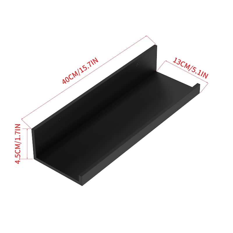 Homy Casa U-Shaped Wall-Mounted Floating Shelf Set of 8, Black & BR