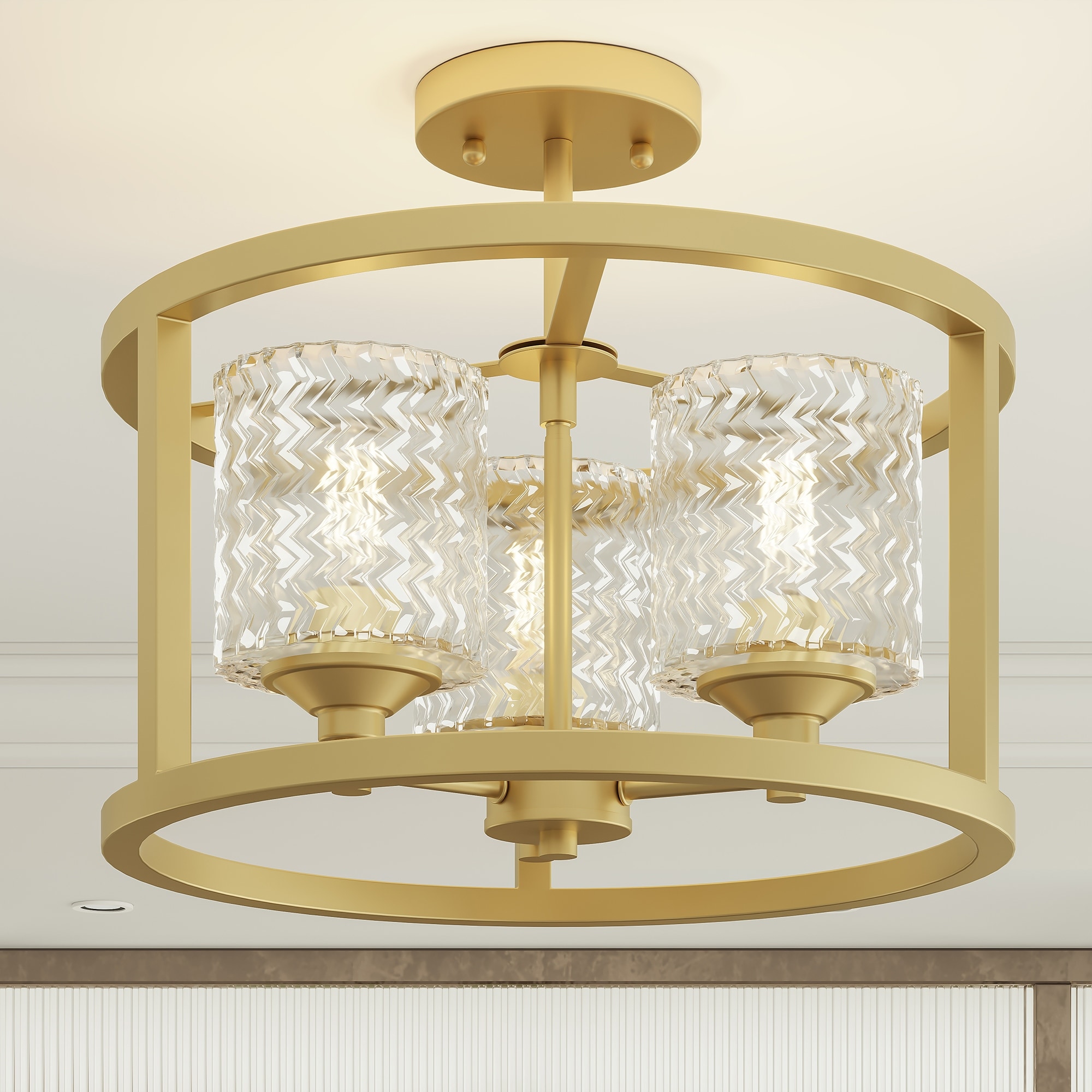 Acroma 3-light Modern Drum Flush Mount Ceiling Lighting