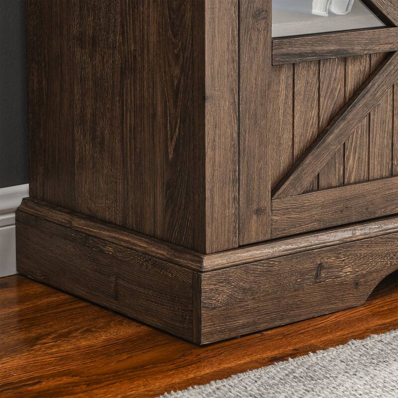 60" Entertainment Center with 1500W Electric Fireplace, Door Sensor, Infrared Remote, and Storage for TVs up to 70"