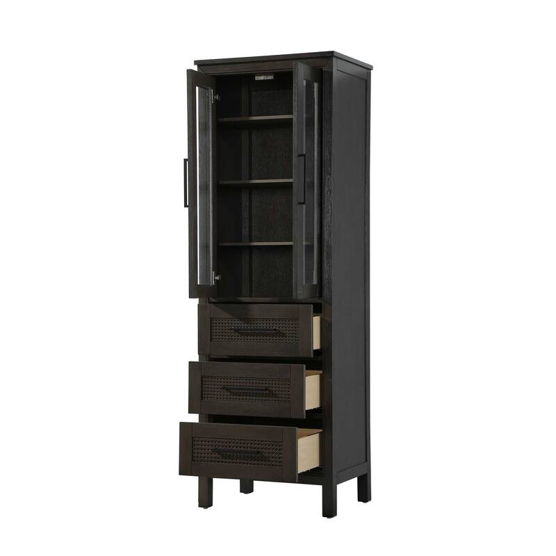 Winslow 16-28 Inch Bath Storage Glass Cabinet