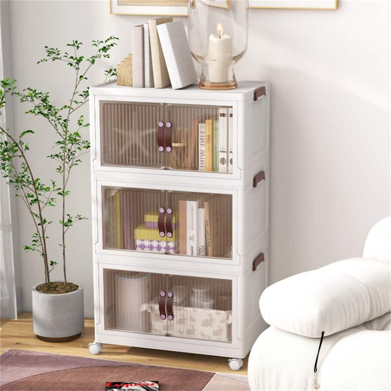 Stackable Storage Boxes Bins with Lockable Casters 25.5" x 16" x 43.5" - Multi