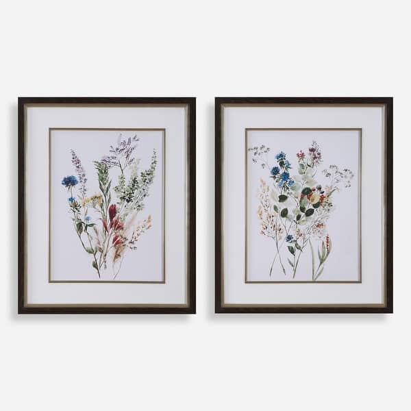 slide 2 of 7, Uttermost Delicate Flowers Framed Prints, Set of 2