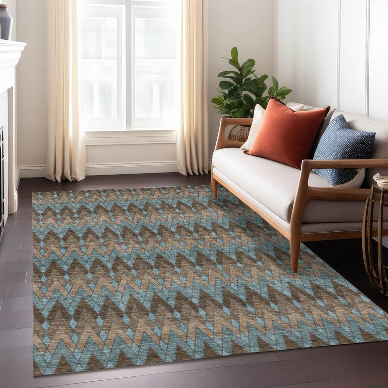 Machine Washable Indoor/ Outdoor Modern Baxter Chantille Rug