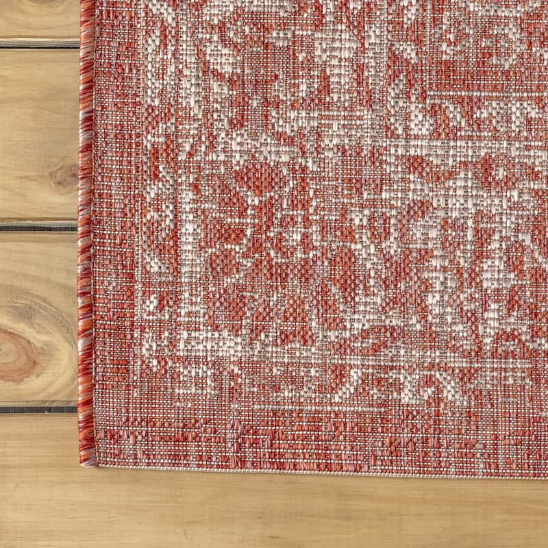 JONATHAN Y Sinjuri Bohemian Textured Weave Floral Indoor/Outdoor Area Rug