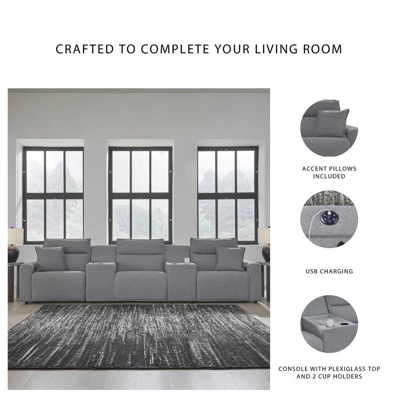 Signature Design by Ashley Modmax Gray 5-Piece Power Reclining Sectional - 152" W x 41" D x 41" H