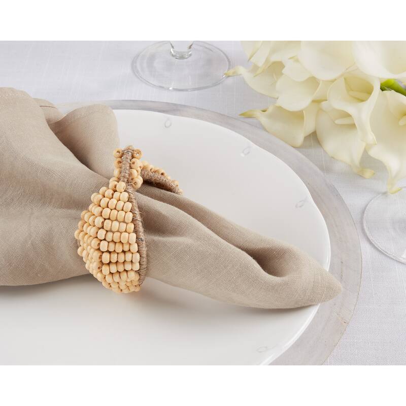 Fall Fantasy Beaded Pumpkin Napkin Ring (Set of 4) - Natural