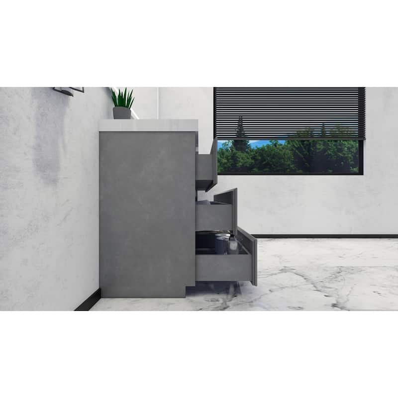 Angeles 60“ freestanding bath vanity with single basin reinforced acrylic top