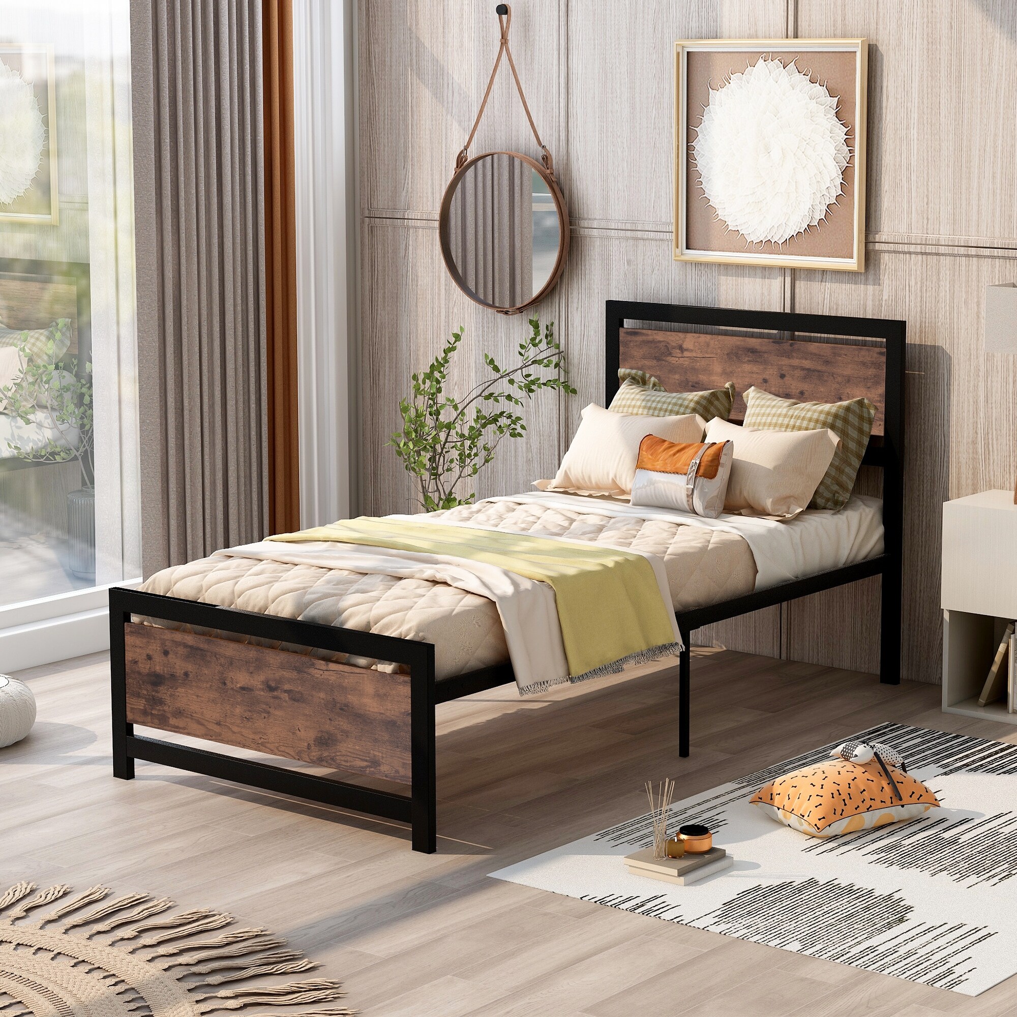 Sleeplanner 47 inch tall wood sales platform bed with headboard