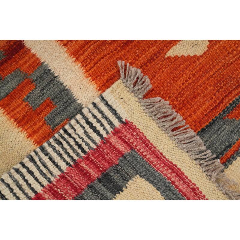 Hand Woven Oriental 100% Wool Carpet Southwestern Tribal Multi-Colored Kilim Area Rug - 8' 1'' X 4' 10''