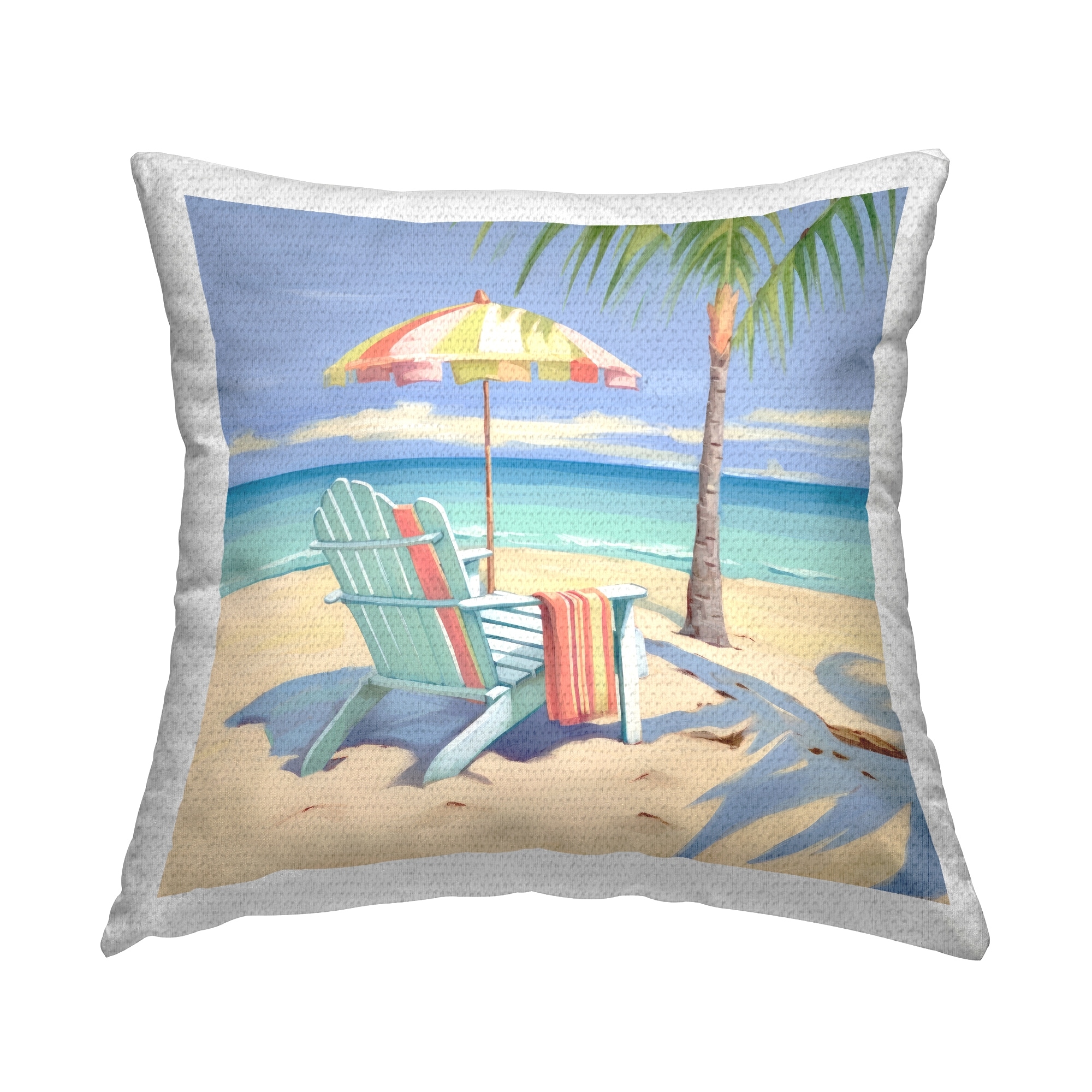 Stupell Pastel Beach Chair Scene Printed Outdoor Throw Pillow Design by Irena Orlov