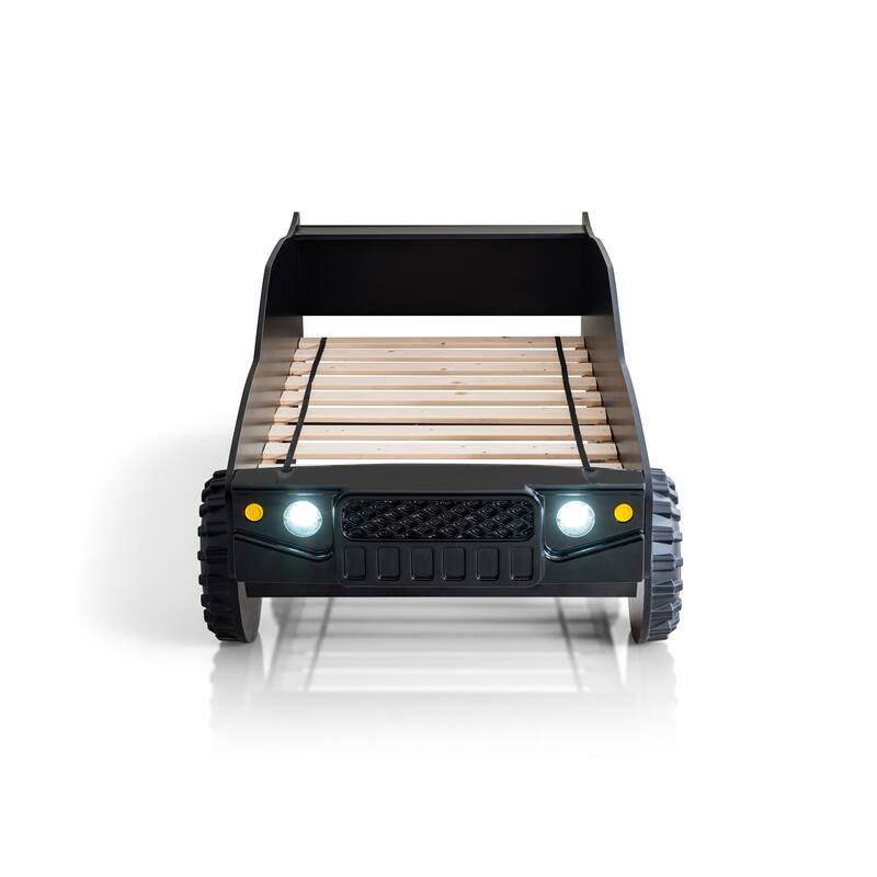 Toto Modern Black Twin Off-road Car Kid Bed with Wheels by Furniture of America