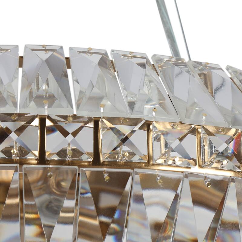 Modern Gold 10-Light Crystal Drum Chandelier for Living Dining Room