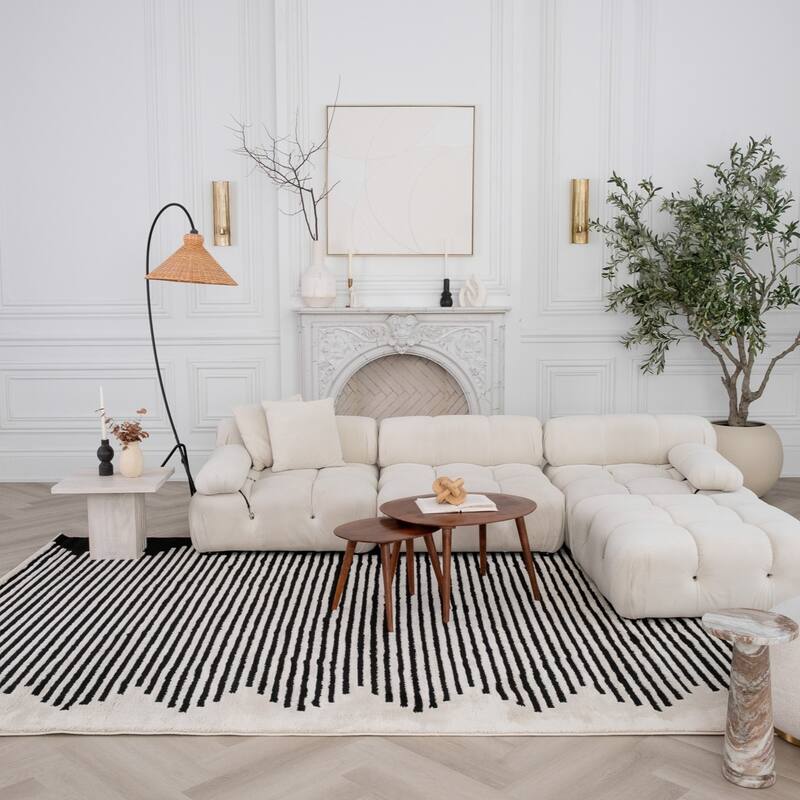 Rug Branch Domus Abstract Indoor Area Rug, Cream Black