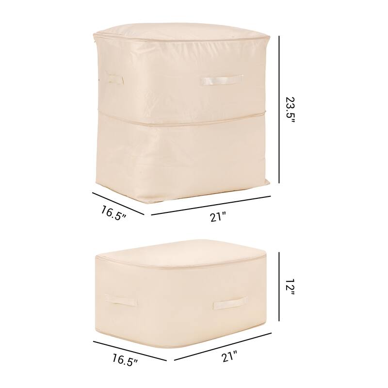 1 Pack Foldable Clothes Storage, Storage Bags, Moving Bags for Organizing Clothing, Storage Containers with Handles - Apricot - 21*16.5*23.5in