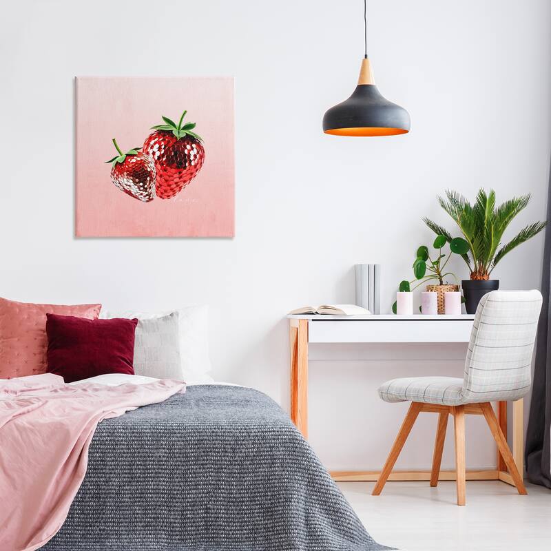 Stupell Disco Sequin Strawberries Canvas Wall Art Design By Kim Allen