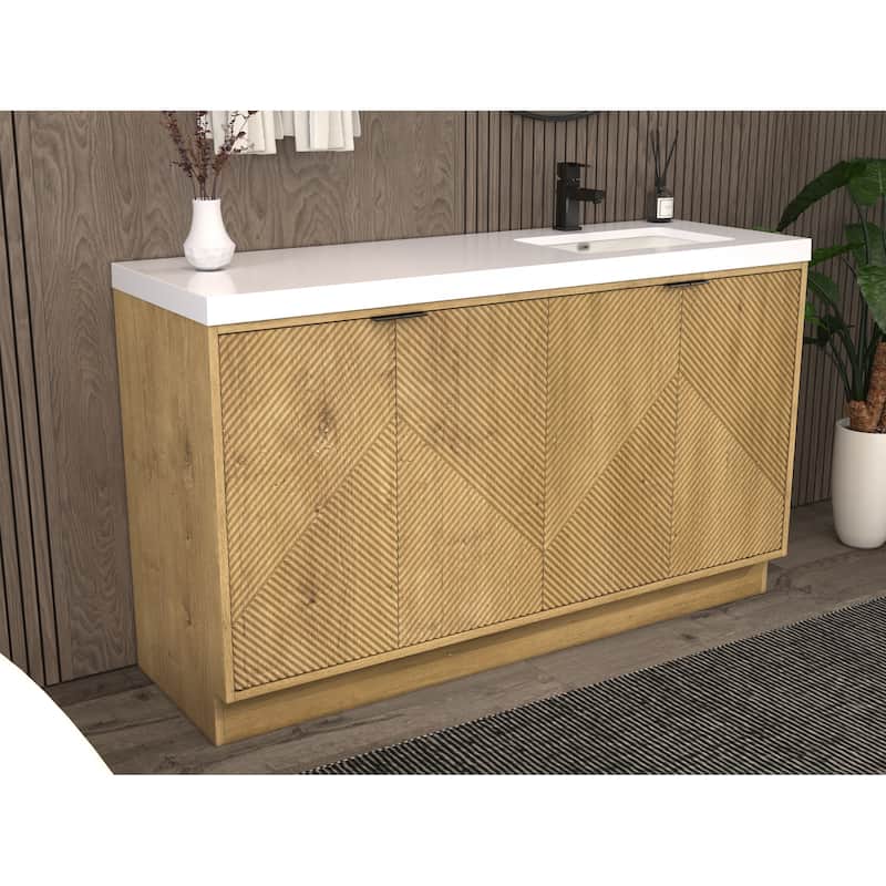Milano 60" Freestanding Bathroom Vanity with Right White Sink