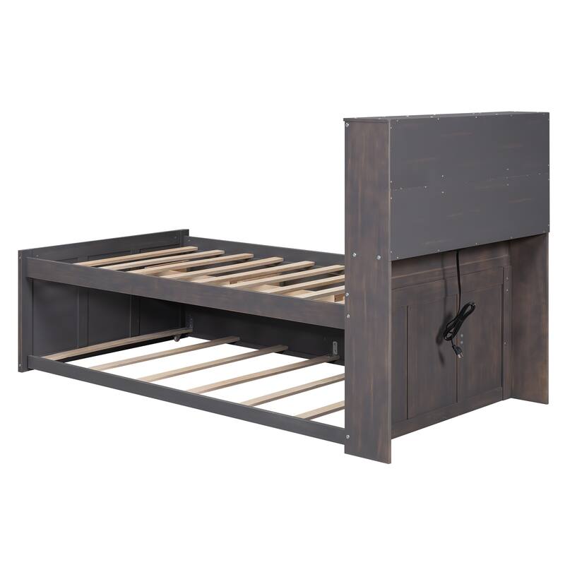 platform bed with Storage Headboard