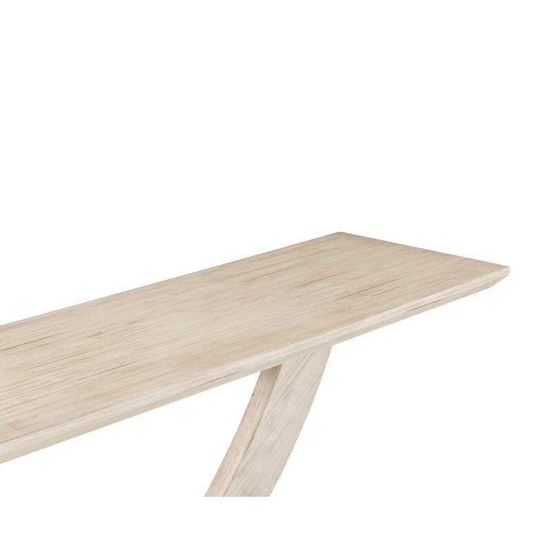 Rase 57 Inch Console Table, Cross Leg Design, Pedestal Base, Whitewash Wood