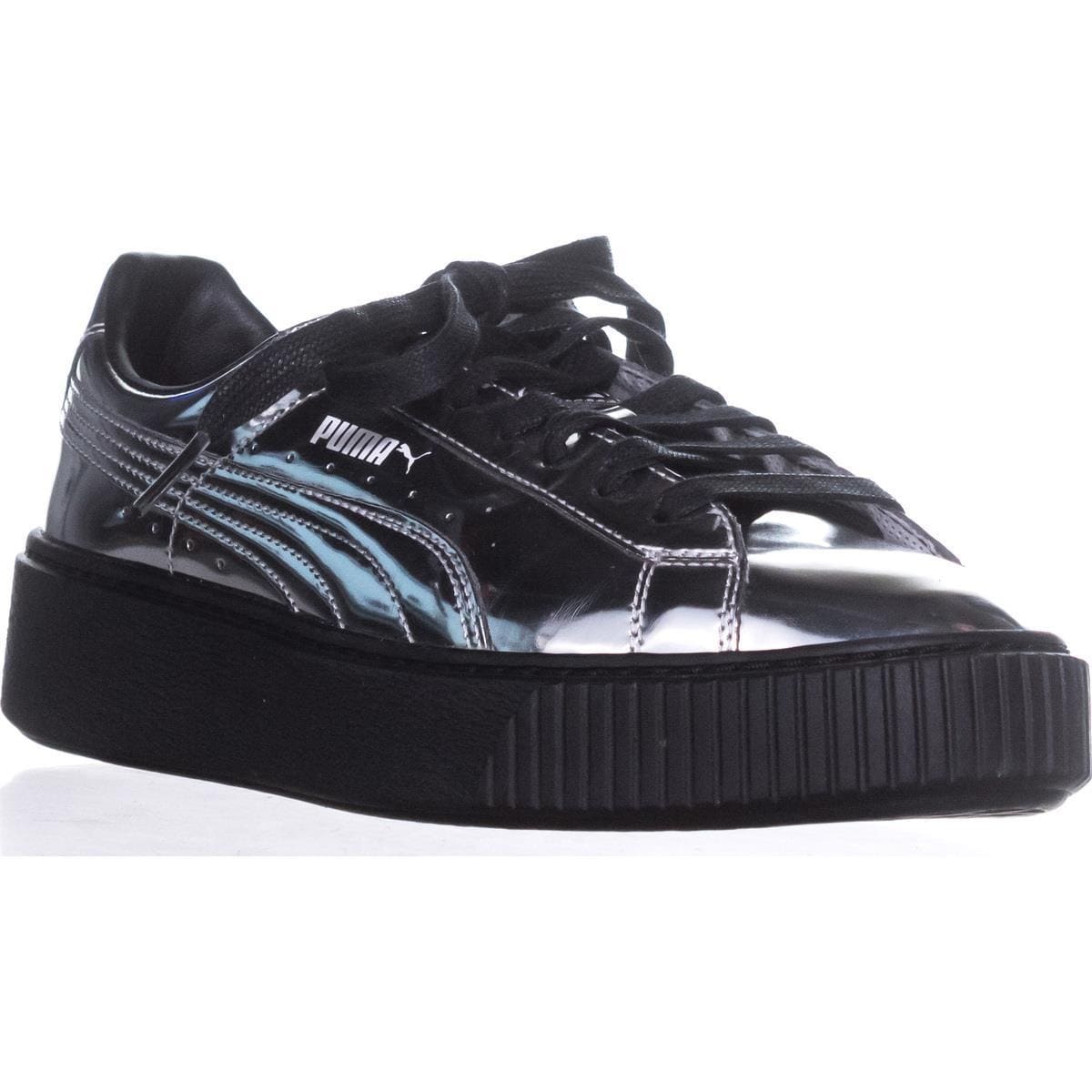 puma basket platform metallic silver