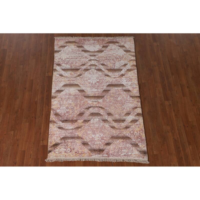 Abstract Modern Rug Hand-Knotted Wool Carpet - 3'10"x 6'0"