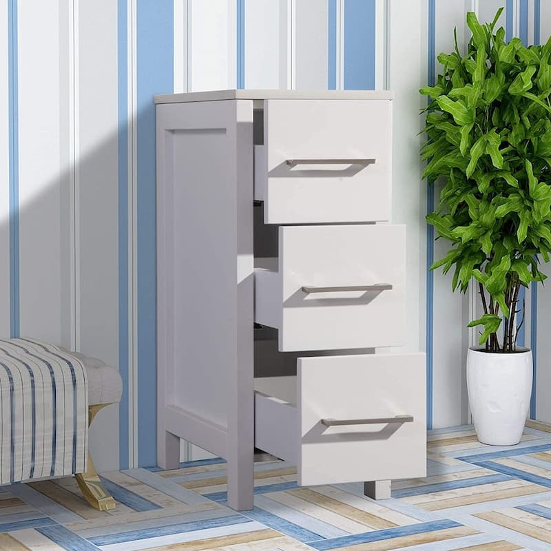 Vanity Art 12-Inch Bathroom Vanity Cabinet 3 Drawer Side Storage Organizer Freestanding Single Vanity Bedroom/Bathroom/Entryway