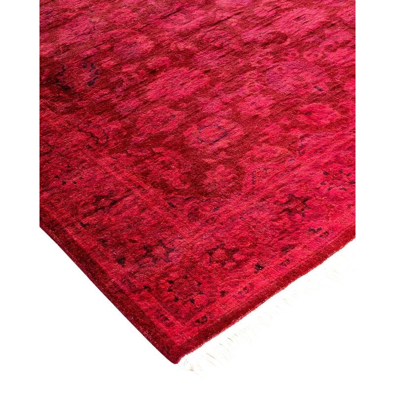 Overton Hand Knotted Wool Vintage Inspired Modern Contemporary Overdyed Pink Area Rug - 3' 1" x 5' 5"