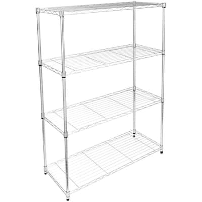 4-Shelf Shelving Unit Chrome 36"L x 14.17"W x 56"H Organize and Maximize Your Space
