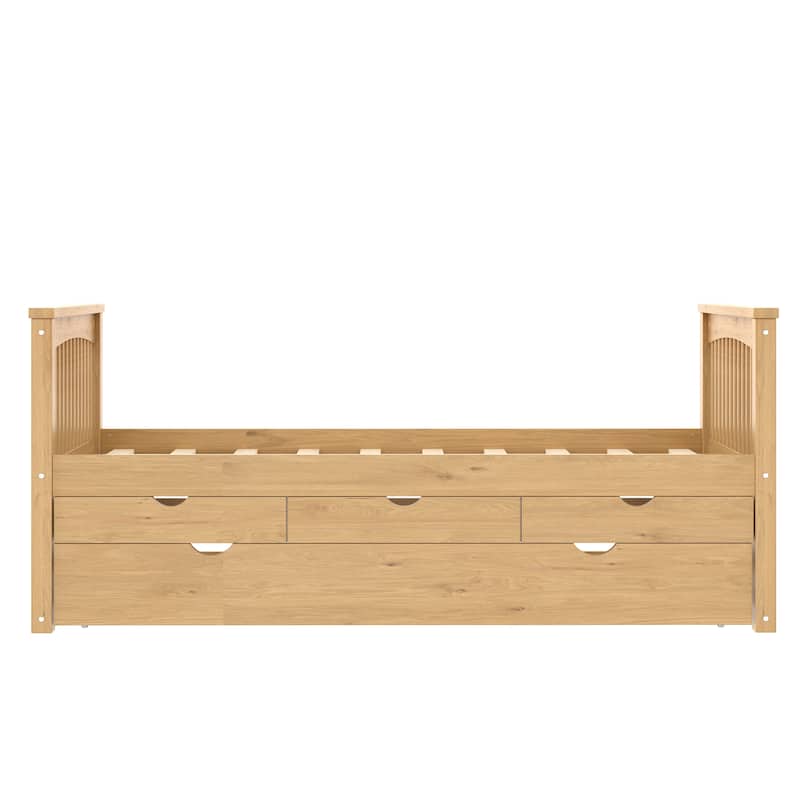 Twin Platform Bed with Storage Drawers and Trundle