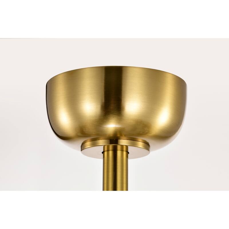 Pagamon Brass 3-Light 5-Blade Wooden Lighted Ceilng Fan with Opaque Glass Weave Shade
