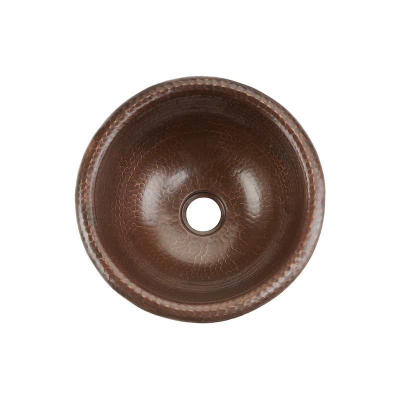 12-in Round Self Rimming Hammered Copper Bathroom Sink (LR12RDB)